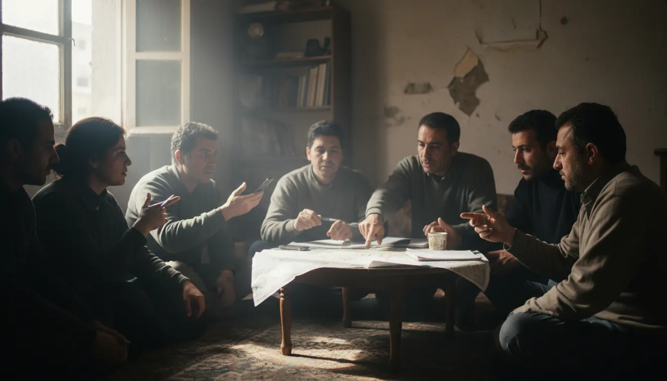 Syrian activists gathered in local coordination committee meeting during 2011 uprising