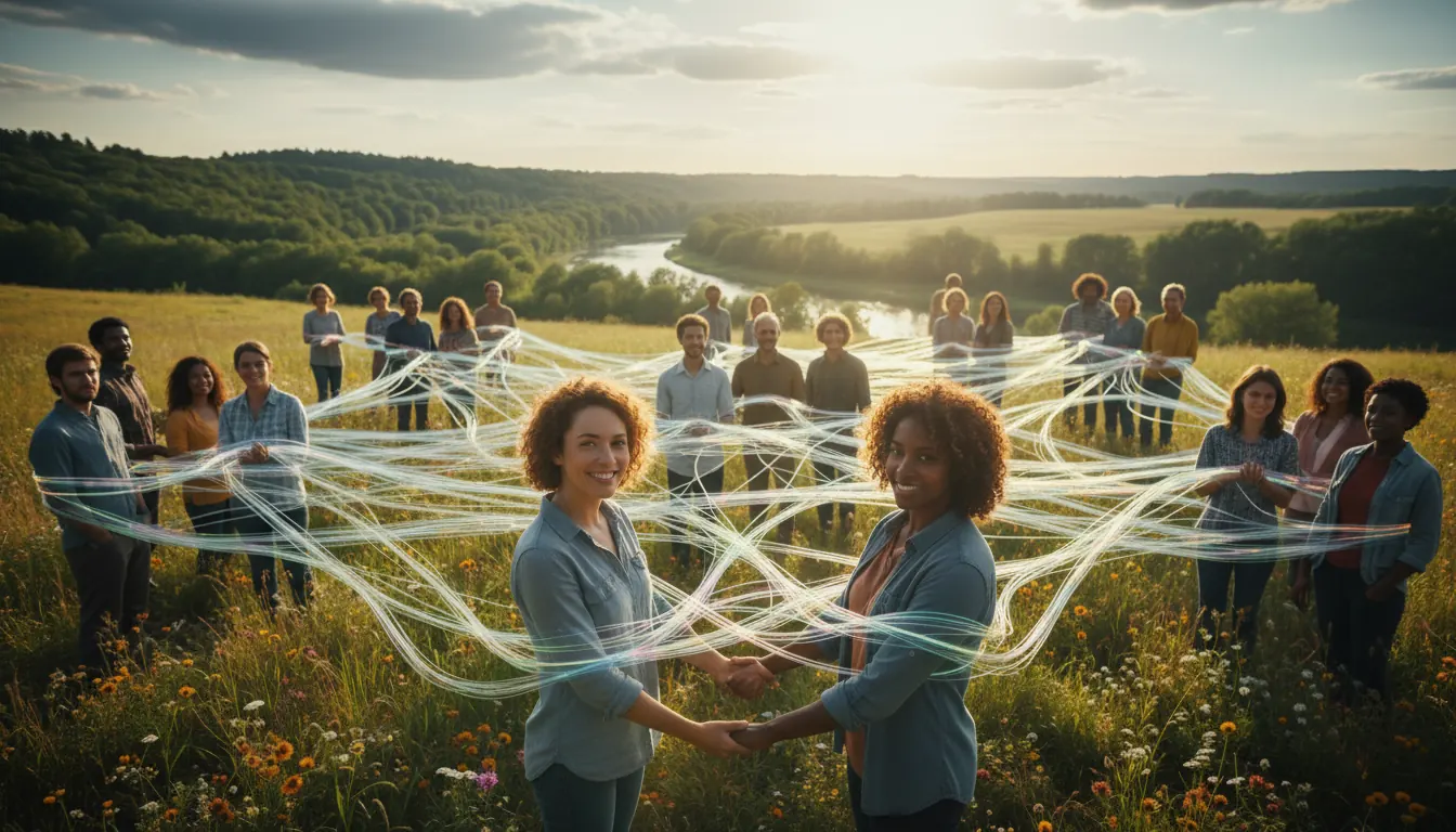 Visual representation of interconnected support network with multiple nodes