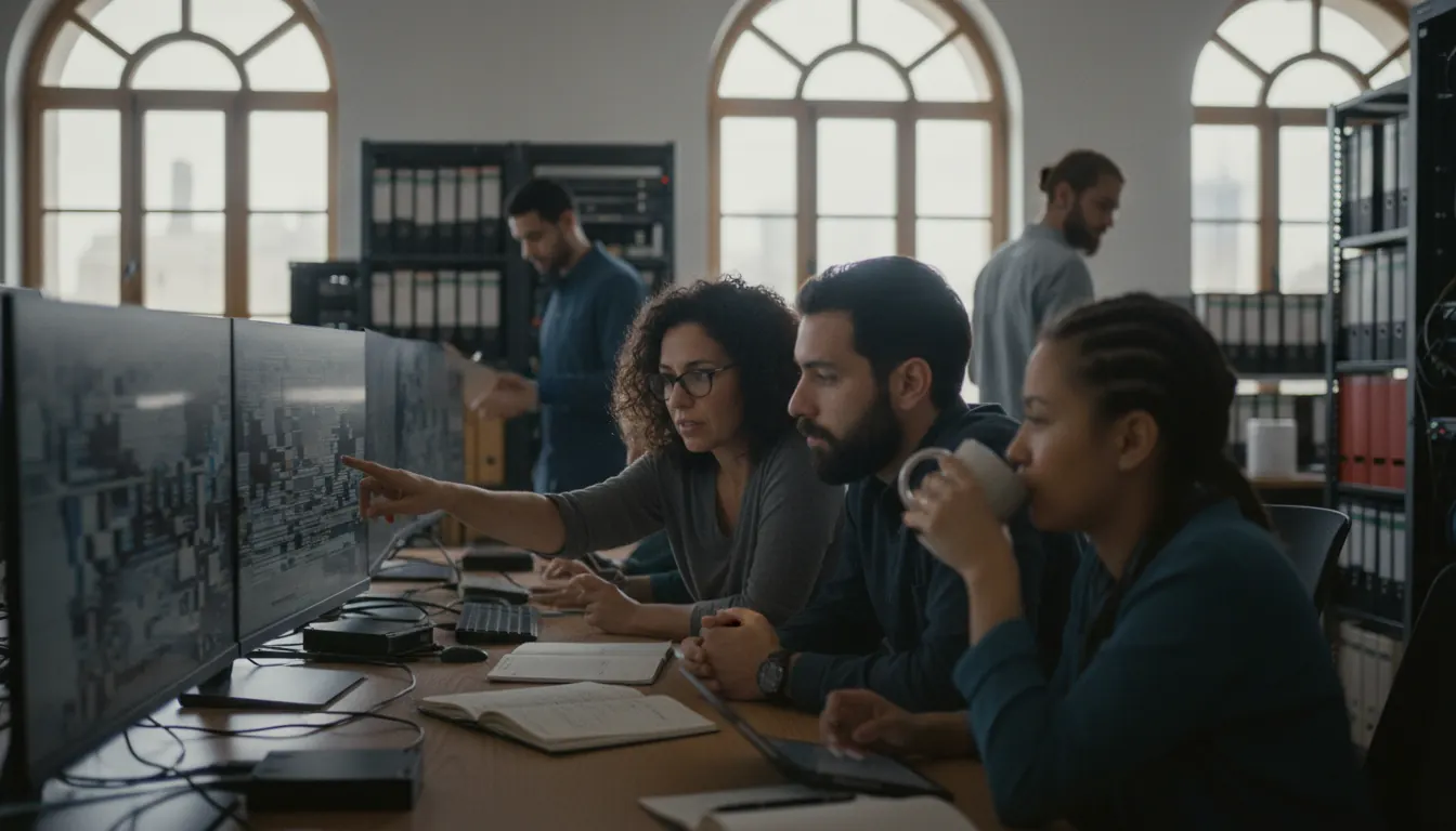 Researchers working with digital archive materials from Syrian revolution